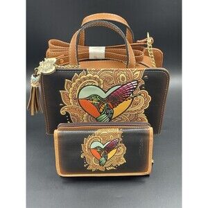 Purse Handbag Cross Body Tote Gift set Leather Humming bird Hand Made  Artisanal